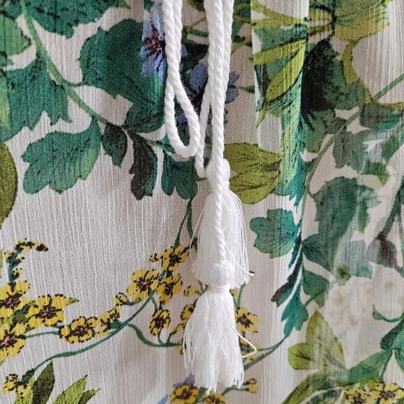 Chenault Tassel Top Womens Small Floral Bloomcore Spring Boho Hippie Vibrant - Picture 7 of 13